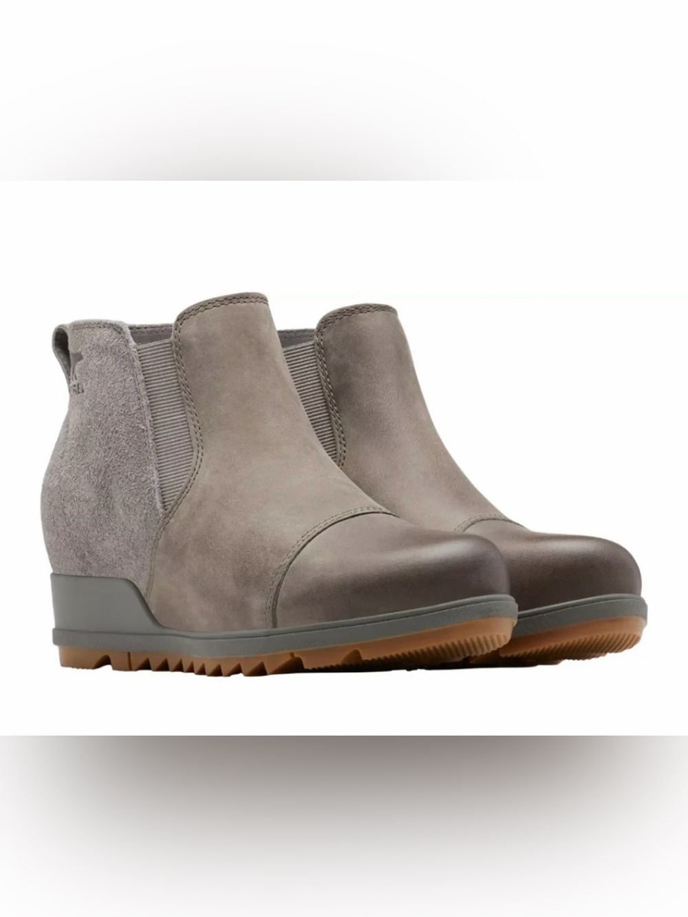 Sorel Evie Women's Gray Chelsea Booties - Suede Pull On Ankle Boots